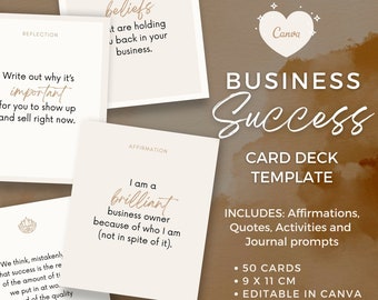 Business Success Card Deck Canva Template | Coaching Template | For Business Mindset Manifesting Coaching | Affirm Cards | Commercial Use