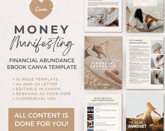 Money Manifesting eBook Canva Template, Financial Abundance Manifestation, Mindset Life Coach Small Business, Lead Magnet Commercial Use LOA