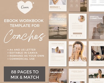 Editable eBook Workbook Coaching Template | Canva Template | for life and wellness coach, online coaching program or course | Commercial Use