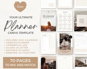 Editable 2023 Calendar Planner Canva Template | Undated Monthly Weekly Daily Planner | Life Coach Business Content Creator Commercial Use