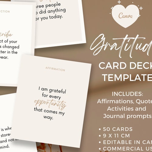 Mindfulness Card Deck Canva Template Affirmation Quote - Etsy Australia