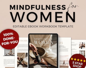 Mindfulness for Women Ebook Template Canva, Meditation Journal Mindfulness Template, Mental Health Wellness Coaching Template Lead Magnet