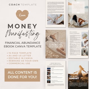 Money Manifesting eBook Canva Template, Financial Abundance Manifestation, Mindset Life Coach Small Business, Lead Magnet Commercial Use LOA