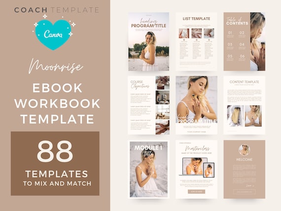 Beige Ebook Template Canva Workbook for Lead Magnet | Spiritual life coach  content creator | worksheet planner journal Canva template
