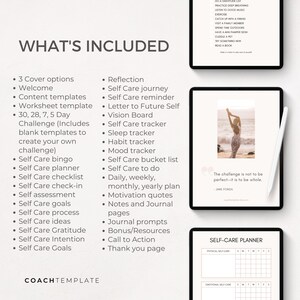 Editable Self Care Challenge Planner Journal Canva Template | Workbook ...