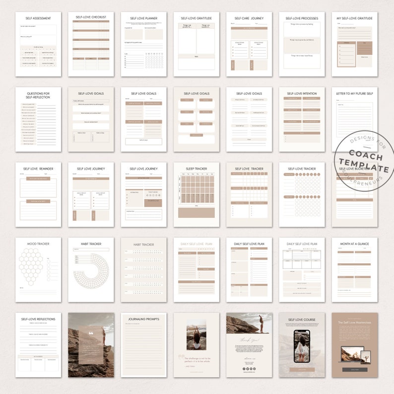 Editable Self Love Challenge Planner Journal Canva Template - Etsy