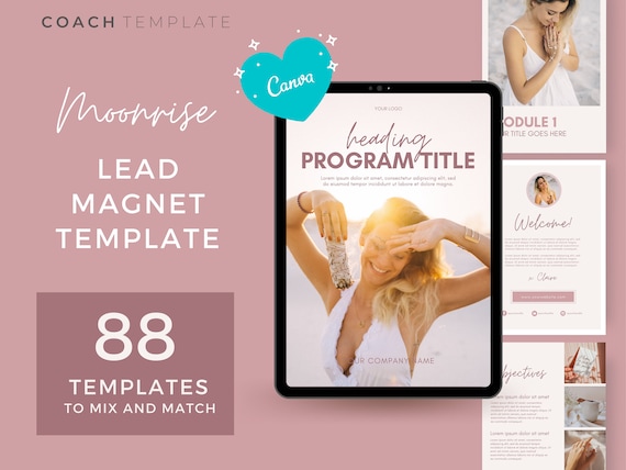 Pink Lead Magnet Template for Coaching Business | Spiritual entrepreneur life coach course content creator | Editable ebook Canva template
