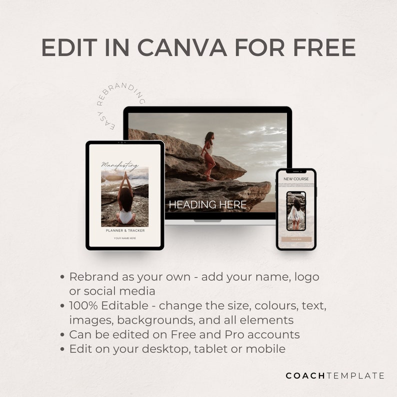 Self Care Product Creator Bundle | Editable Canva Templates to easily create a Self Care Challenge Planner Journal Workbook, Card Deck and Instagram Social Media Posts. Perfect for life wellness spiritual coach practitioner. 

Coachtemplate.com CT040