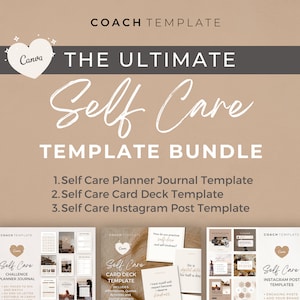Self Care Product Creator Bundle | Editable Canva Templates for Challenge Planner Journal Workbook Card Deck Instagram Social Media Posts