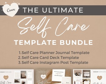 Self Care Product Creator Bundle | Editable Canva Templates for Challenge Planner Journal Workbook Card Deck Instagram Social Media Posts