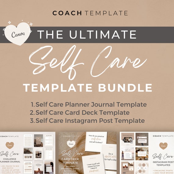 Self Care Product Creator Bundle | Editable Canva Templates for Challenge Planner Journal Workbook Card Deck Instagram Social Media Posts