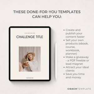 Challenge Worksheet Canva Template | Commercial Use Workbook Lead Magnet for Life Wellness Coach Spiritual business course content creator - CoachTemplate.com 30CTCW

Canva templates to help you create a challenge for your coaching business.