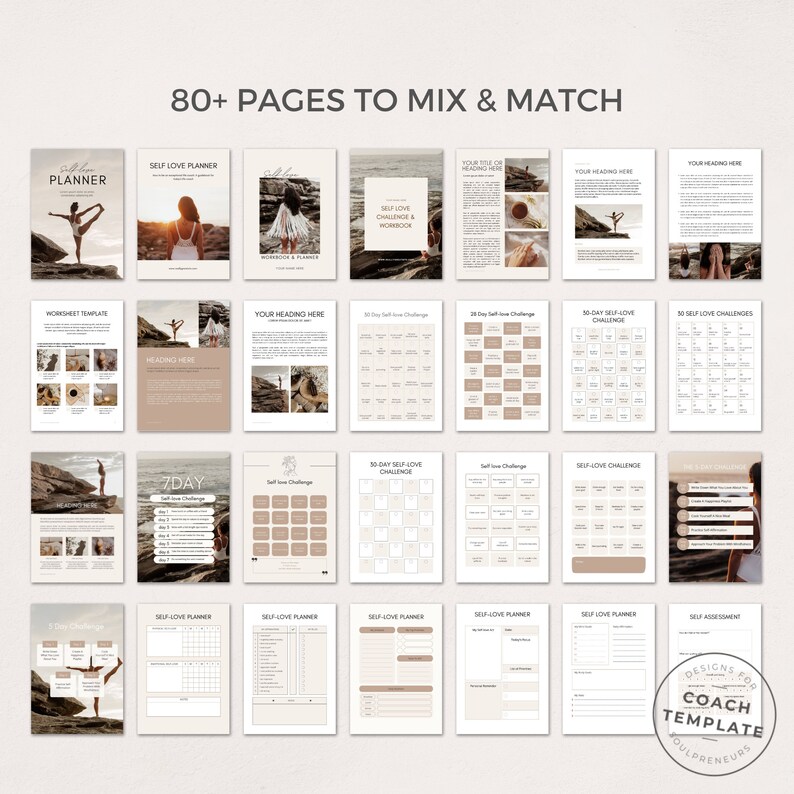 Editable Self Love Challenge Planner Journal Canva Template - Etsy
