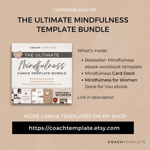 This is a 50+ page editable Canva template designed for mindfulness, meditation, and wellness coaches. The template includes beautifully crafted pages featuring monthly mindfulness themes, reflection worksheets, and undated daily, weekly, and monthly planners. Made with love and intention, it's fully customizable—perfect as a lead magnet, digital product, or a resource for coaching programs and memberships.