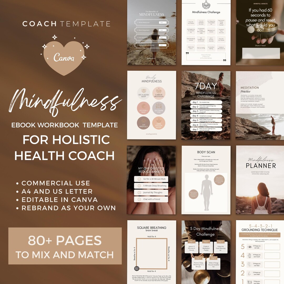 Mindfulness Workbook Canva Template for Holistic Health & Wellness ...