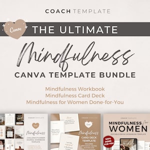 Ultimate Mindfulness Canva Template Bundle | Coaching Template for Life Wellness Coach, Mindset Coach and Online Business | Commercial Use