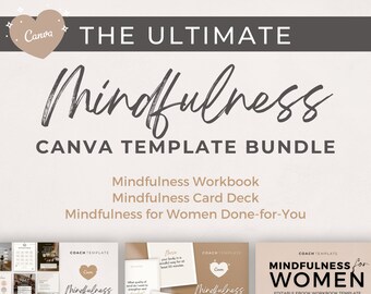 Ultimate Mindfulness Canva Template Bundle | Coaching Template for Life Wellness Coach, Mindset Coach and Online Business | Commercial Use