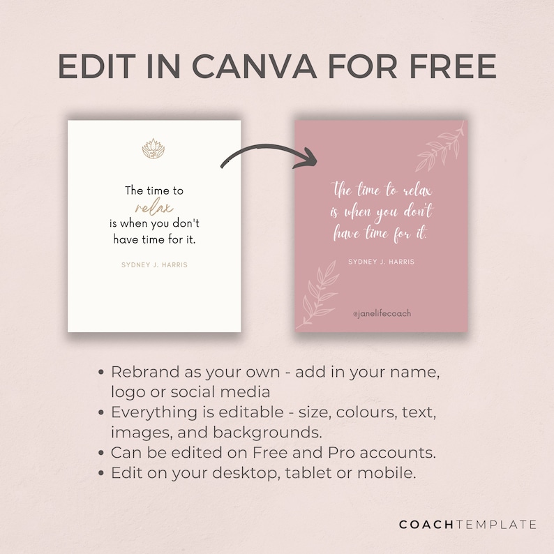 Pink Self Love Self Care Card Deck Canva Template | Commercial Use Coaching Templates | Journal Prompts Affirmations Quotes Activities

CoachTemplate CT041