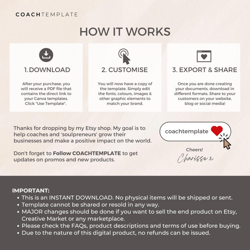 This is a 50+ page editable Canva template designed for mindfulness, meditation, and wellness coaches. The template includes beautifully crafted pages featuring monthly mindfulness themes, reflection worksheets, and undated daily, weekly, and monthly planners. Made with love and intention, it's fully customizable—perfect as a lead magnet, digital product, or a resource for coaching programs and memberships.