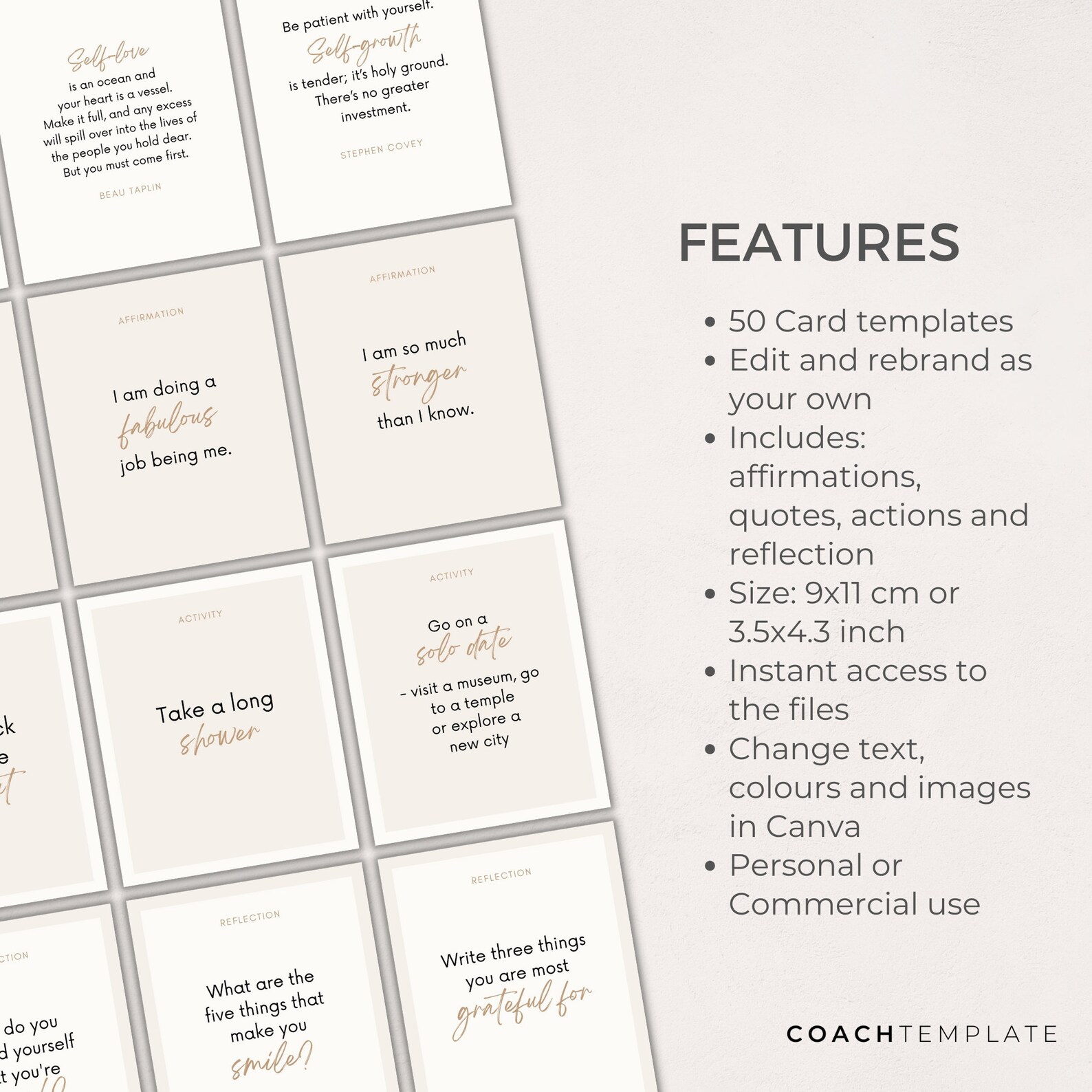 Editable Self Care Card Deck Canva Template Affirmations - Etsy Australia