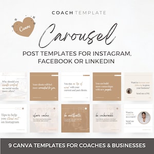 Editable Carousel Instagram Facebook LinkedIn Post Canva Template | Social Media for Life Coaches Corporate Businesses Blogger Influencer