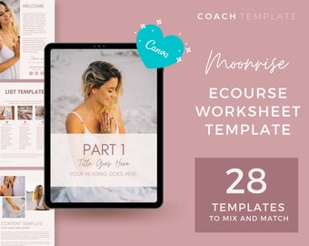 Pink Canva Template for Ecourse Worksheet | Spiritual coach online course content creator | Editable workbook ebook template PDF lead magnet