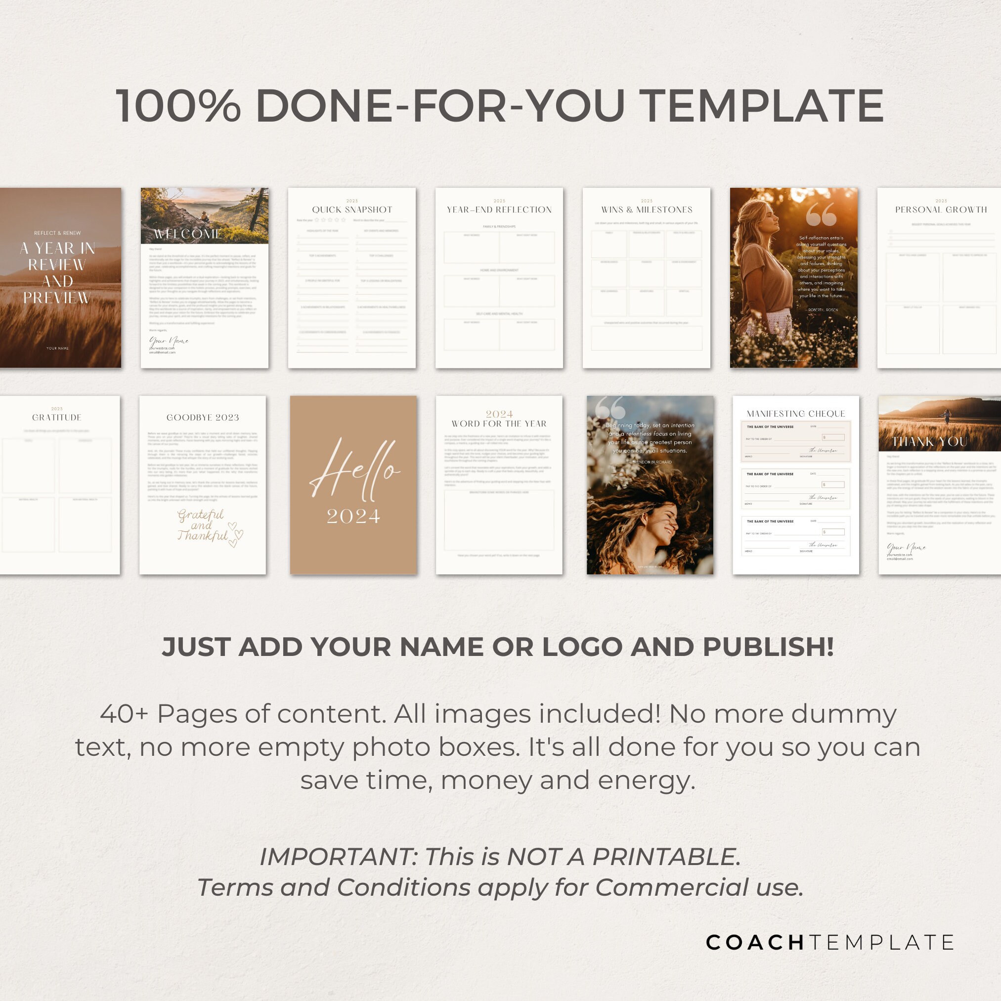 2023 Year in Review 2024 Goal Setting Workbook Template Canva Template ...