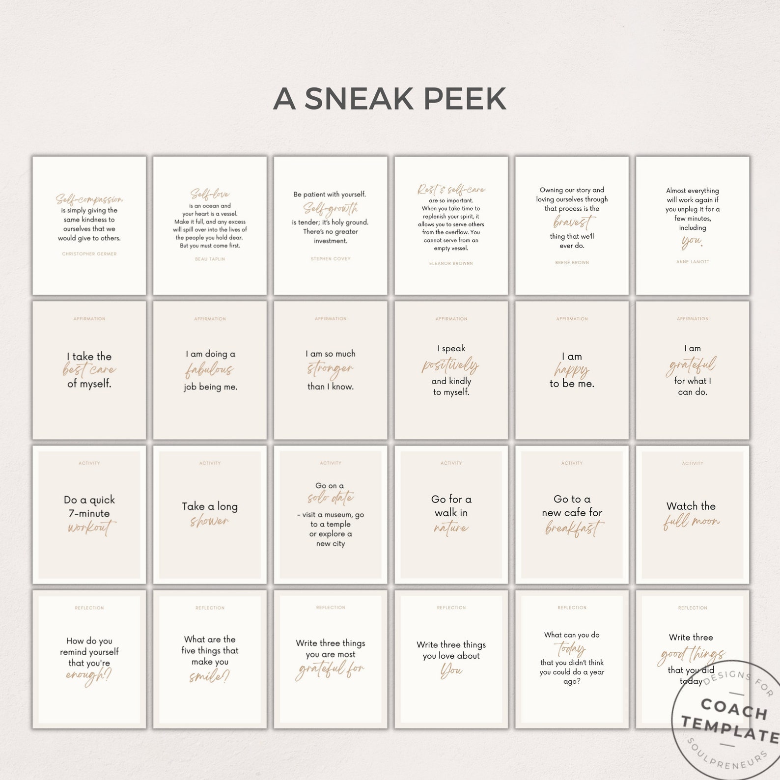 Editable Self Care Card Deck Canva Template Affirmations - Etsy Australia