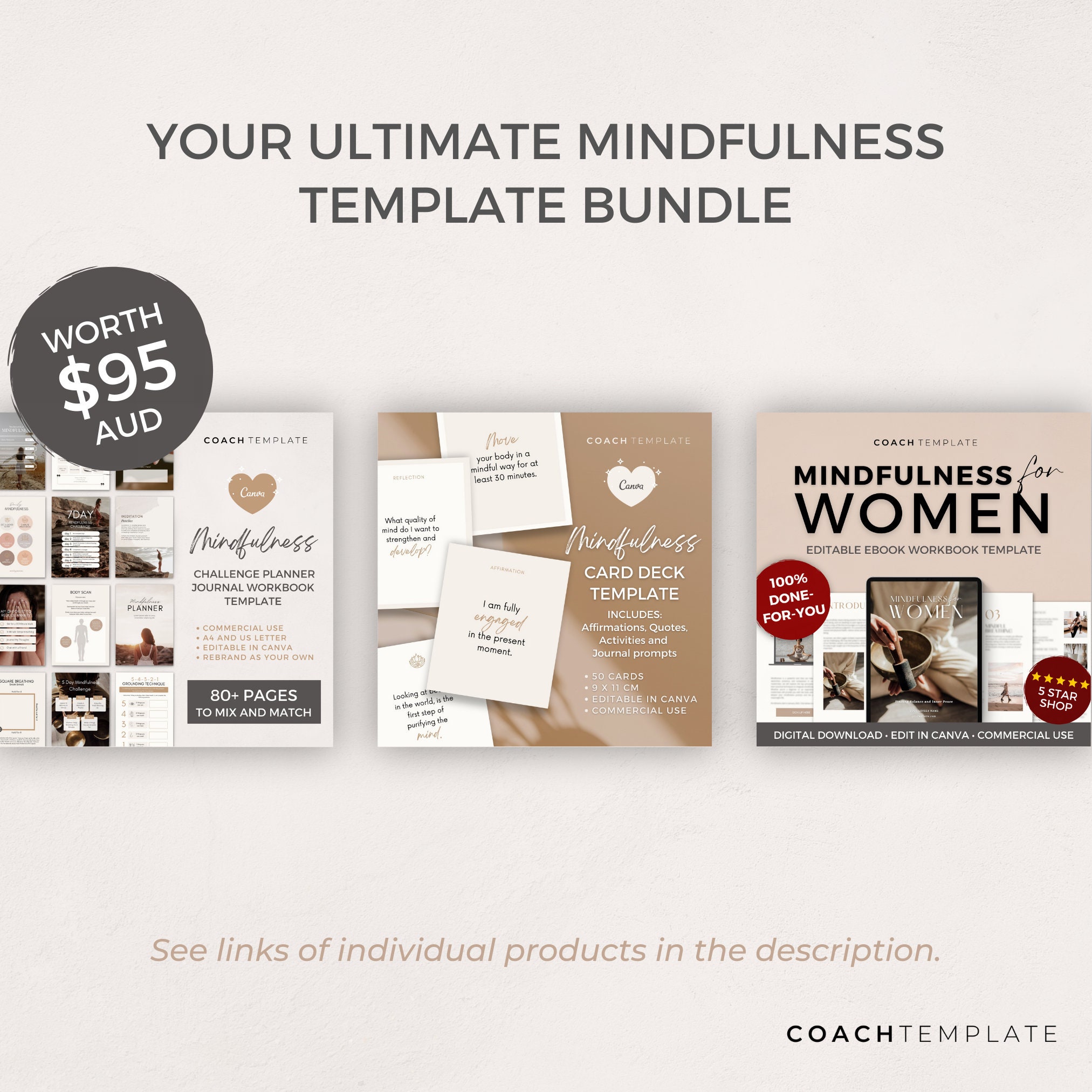 Ultimate Mindfulness Canva Template Bundle | Coaching Template for Life ...