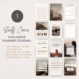 Self Care Product Creator Bundle | Editable Canva Templates to easily create a Self Care Challenge Planner Journal Workbook, Card Deck and Instagram Social Media Posts. Perfect for life wellness spiritual coach practitioner. 

Coachtemplate.com CT040