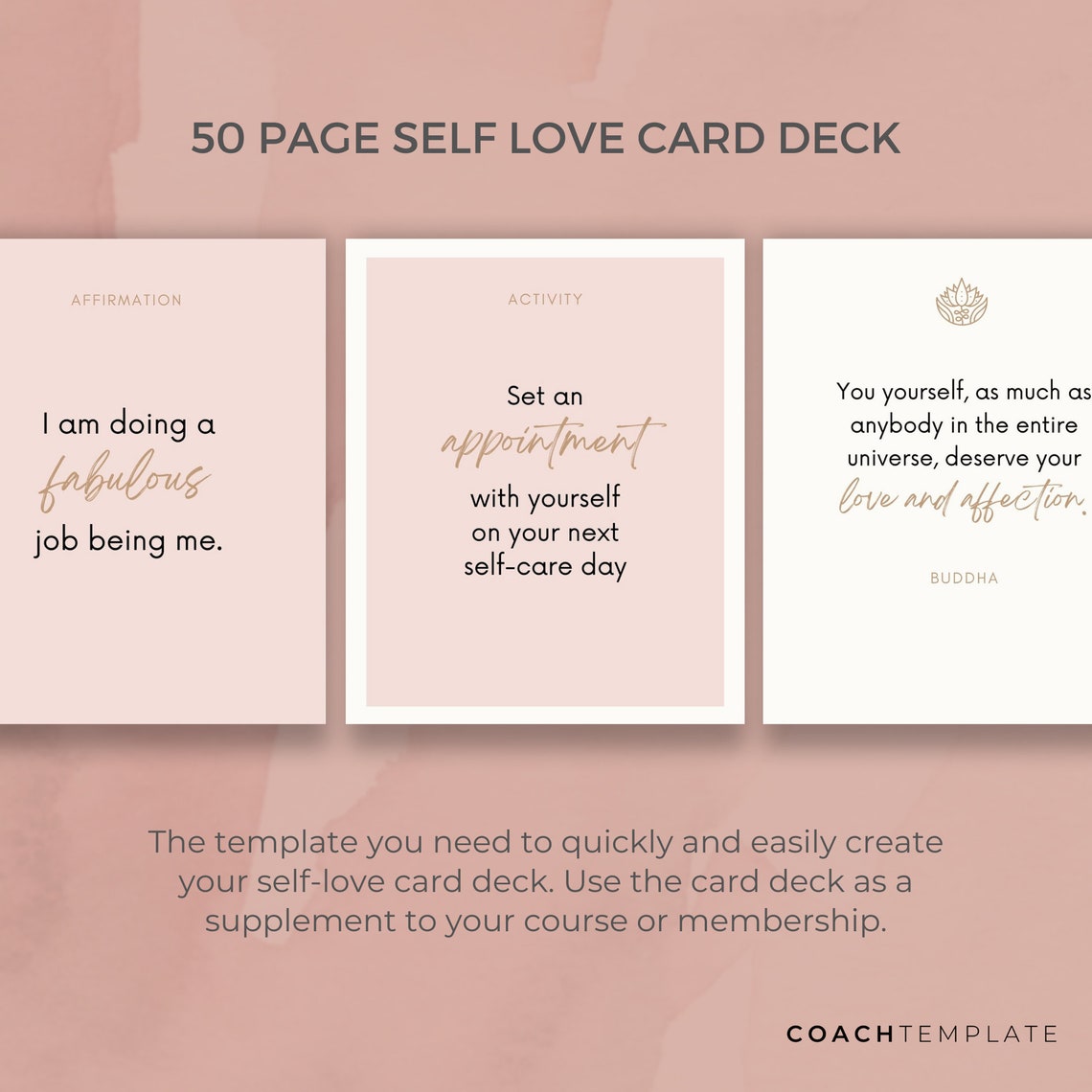 Pink Self Love Self Care Card Deck Canva Template Commercial - Etsy ...