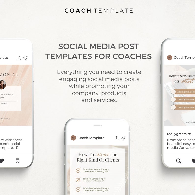 Editable Social Media Posts for Coaches | Canva Template for Life ...