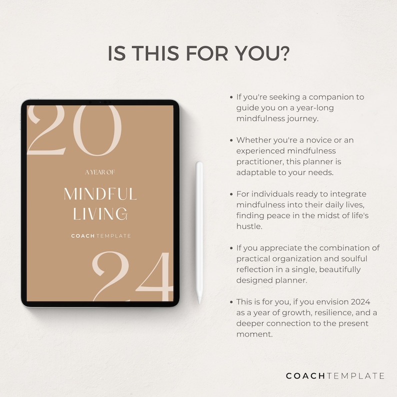 PRINTABLE Mindfulness 2024 Calendar and Planner With Monthly