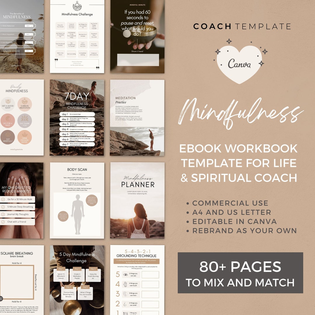 Mindfulness Ebook Workbook Canva Template Coaching Template for Life ...