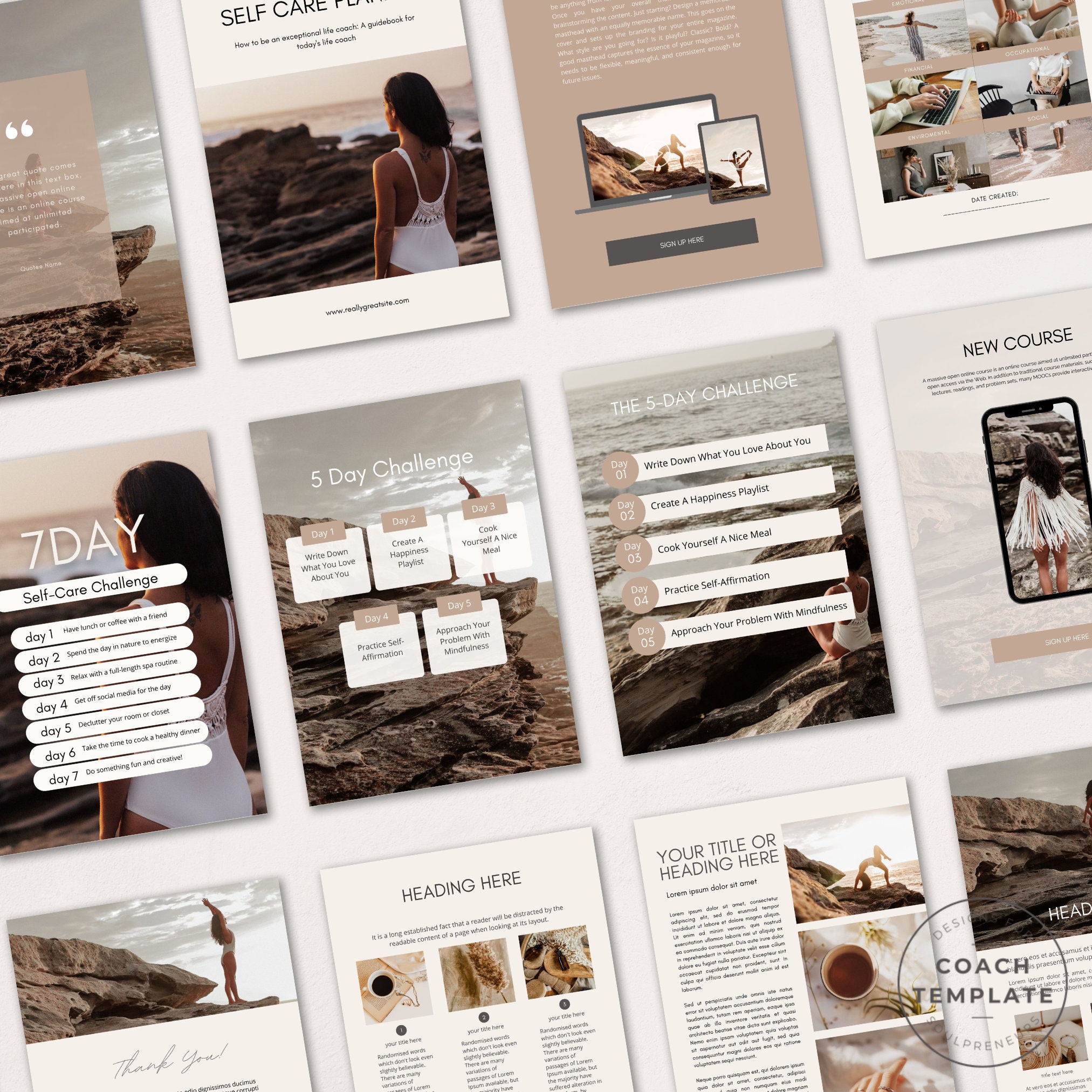 Editable Self Care Challenge Planner Journal Canva Template ...