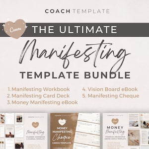 Ultimate Manifestation Canva Template Bundle | Coaching Template | For Life, Wellness, Mindset Coaching and Online Business | Commercial Use