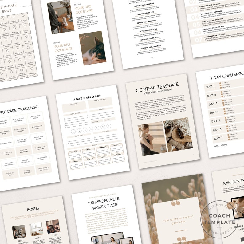 Challenge Worksheet Canva Template | Commercial Use Workbook Lead Magnet for Life Wellness Coach Spiritual business course content creator - CoachTemplate.com 30CTCW

Canva templates to help you create a challenge for your coaching business.