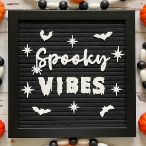 Spooky Vibes Letter Board Accessories| Spooky Season| Halloween Letter Board| Felt Board| Happy Halloween| Spiders and Bats| Cursive Script