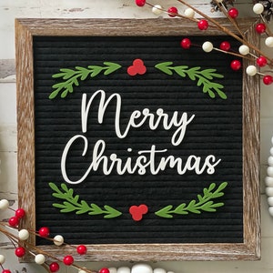 Iconos de muérdago para tablero de letras / Corona navideña / Corona de muérdago / Accesorios navideños de fieltro para tablero / Tablero de letras navideño / Decoraciones