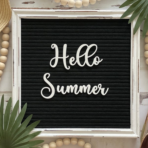 Hello Summer for Letter Board| Letter Board Accessories| Summertime| Summer Break| Vacation| Felt Board| Cursive Script| Summer Decor