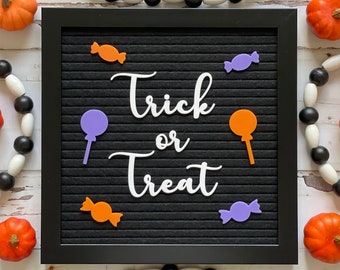 Trick or Treat Letter Board Accessories| Halloween Letter Board| Felt Board| Candy Accessories| Happy Halloween| Cursive| Halloween Candy