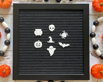 Halloween Letter Board Accessories| Felt Board Icons| Spooky Season| Cauldron, Spider, Bat, Witch's Hat, Pumpkin, Ghost, Skull