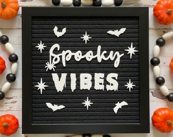 Spooky Vibes Letter Board Accessories| Spooky Season| Halloween Letter Board| Felt Board| Happy Halloween| Spiders and Bats| Cursive Script