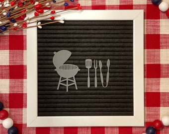 Grill Letter Board Icon| Spatula Tongs Fork Letter Board Icons| Barbecue BBQ| Summer Cookout| Summertime Accessories| Felt Board Accessories