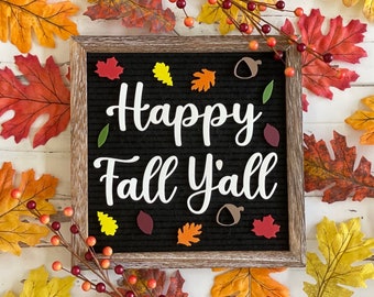 Happy Fall Y'all Letter Board| Fall Letter Board| Fall Decor| Fall Letter Board Accessories| Fall Leaves| Maple Leaves| Acorns| Autumn Decor