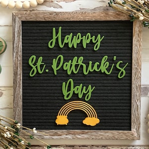 St. Patrick&#39;s Day Letter Board Accessories| Cursive Words| Pot of Gold Rainbow| Happy St. Patrick&#39;s Day| St. Patrick&#39;s Day Decor