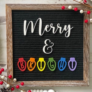 Merry and Bright Letter Board Accessories| Christmas Letter Board| Felt Board| Merry Christmas| Holiday Felt Board| Christmas Decor