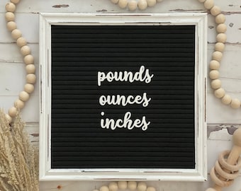 Birth Announcement Letter Board Icons | Baby Announcement Measurements | Newborn Stats | Pounds Ounces Inches | Height and Weight