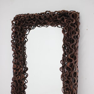 Large Mid-Century Tropical Wood Wall or Floor Mirror / Unusual Vintage Mirror