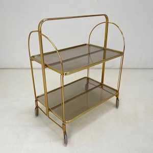 Vintage opvouwbare serveerwagen, jaren 60 / serveerwagen / woestijntafel op wielen / dienbladtafel
